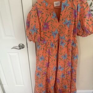 Tuckernuck Orange Floral Midi Dress